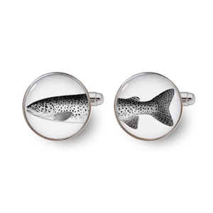 fishermen cufflinks,fish cufflinks,fishing cufflinks,black white cufflinks,gifts for fisherman,wedding gift for him -with gift box