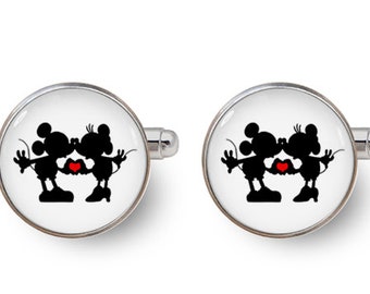 Mickey cufflinks,Mickey Minnie cuff links,Mickey Minnie Mouse,Mickey Mouse Wedding,Vintage Mickey Minnie,,Disney Wedding with gift box