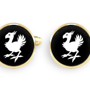 Chocobo cufflinks,Chocobo Final Fantasy,final fantasy gifts,geek gift,gamer cufflinks,geek groom,gaming gifts for men with gift box image 3