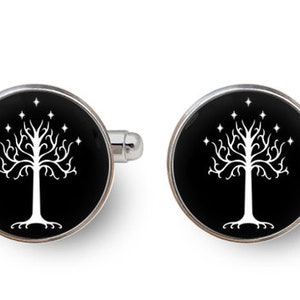 tree of gondor,white tree cufflinks,white tree of gondor,white tree of life,cufflinks personalised,father gifts birthday with gift box image 3