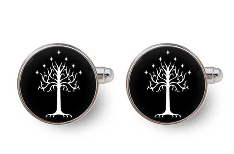 tree of gondor,white tree cufflinks,white tree of gondor,white tree of life,cufflinks personalised,father gifts birthday with gift box image 3