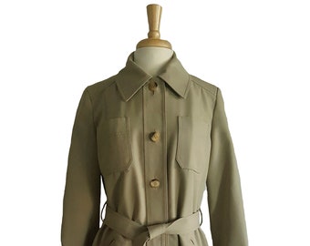 Vintage 70er Jahre Mantel London Fog Trench Coat - Camelfarbener Mantel mit Gürtel und abnehmbarem Innenfutter - London Fog Maincoats Gr. 12 Regular