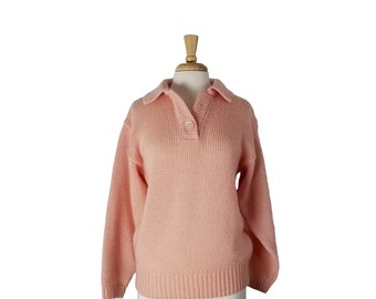 Maglione Vintage 1980s Peach Oversize Chunky Knit Maglione 100% Acrilico - Made in Korea per Collezioni - Taglia M