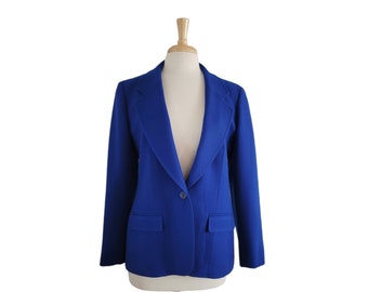 Vintage 1970s Blazer Pendleton Blue Bright Royal Blue Color One Button Blazer - Virgin Wool Blazer Pendleton  - Made in USA - M/L