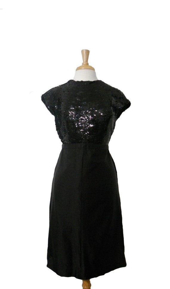 black sequin top dress