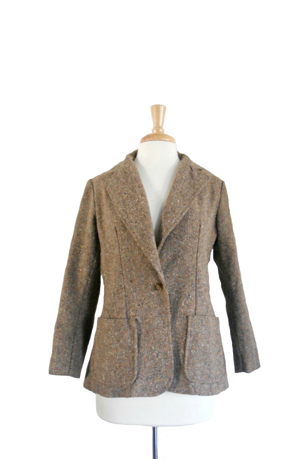 Vtg 70's BESPOKE Brown Sport Coat Belted ACTION BACK Jacket Wool Tweed Vtg 70's BESPOKE Brown Sport Coat Belted ACTION BACK Jacket Wool Tweed