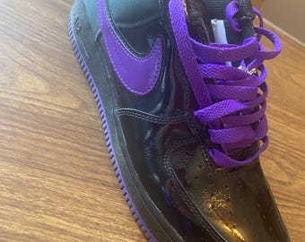 Nike Airforce One Black and Purple Patent Leather 9.5 - Etsy display picture 1