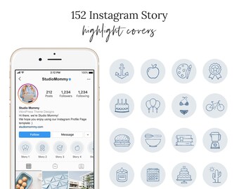 Blue Instagram Highlight Covers - Instagram Story Highlight Icons - Instagram Story Covers - Highlight Covers For Instagram Blue Icons