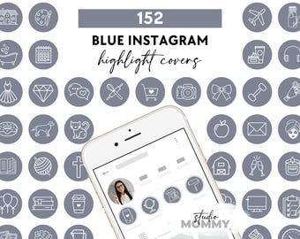 Blue Instagram Highlight Covers – 152 Story Icons (Digital Download) - A11 Studio Mommy