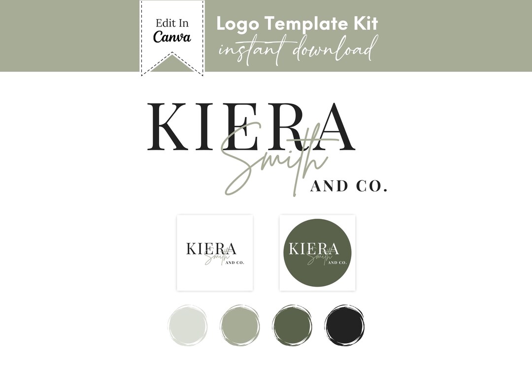 Minimalist Logo Template Canva – Modern Brand Kit (editable) - A14 ...