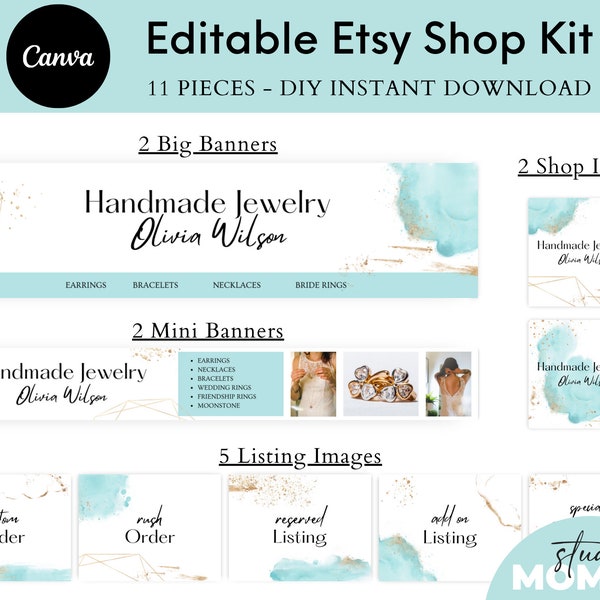 Etsy Shop Kit, Etsy Banner Set, Etsy Banner Shop Kit, Etsy Banner Canva, Etsy Banner und Logo, Banner Kit, Etsy Branding Kit Vorlage - A18