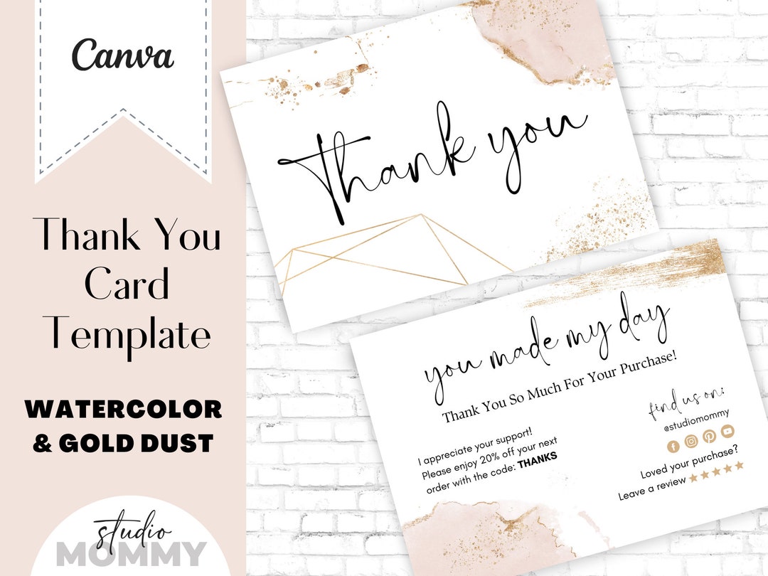 Thank You Card Printable, Thank You for Your Purchase Card Template ...
