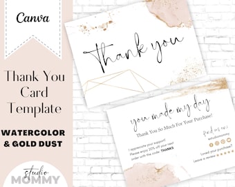 Thank You Card Printable, Thank You For Your Purchase Card Template, Small Business Package Insert Card - Studio Mommy A15