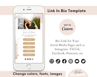 Modèle Instagram avec lien rose dans la bio : modèle modifiable sur toile (téléchargement numérique) - A15