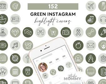 Couvertures vertes de surbrillance d'Instagram - Icônes d'histoire (téléchargement numérique) - A14 Studio Mommy