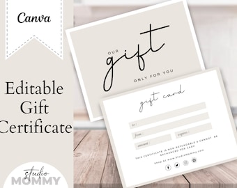 Gift Card Template Printable and Editable - Gift Certificate for Women - Gift Voucher Template Printable - Gift Voucher Etsy - A08