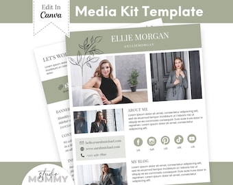 Plantilla de kit de medios de Canva, kit de medios para influencers, kit de medios para creadores de contenido, kit de medios de Canva, kit de medios de TikTok, kit de medios para bloggers - A14