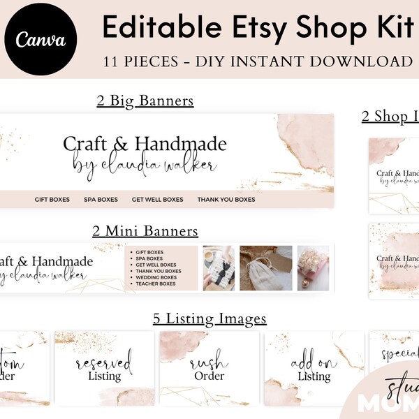 Etsy Shop Kit, Etsy Banner Set, Etsy Banner Shop Kit, Etsy Banner Canva, Etsy Banner und Logo, Banner Kit, Etsy Branding Kit Vorlage - A15