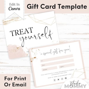 Modello di buono regalo stampabile e modificabile - Regalo per le donne - Modello di buono regalo stampabile - Buono regalo Etsy - Carta regalo - A15