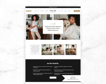 Thème WordPress - Modèle WordPress pour assistant virtuel : conception de site Web noir et or - Dear Me par Studio Mommy A09