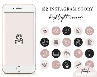 Pink Instagram Highlight Covers - Social Media Story Covers Brand Kit - Blush Highlight Covers - Studio Mommy A10