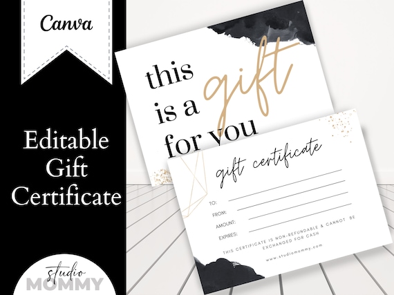 Gift Card Template Printable and Editable Gift Certificate for