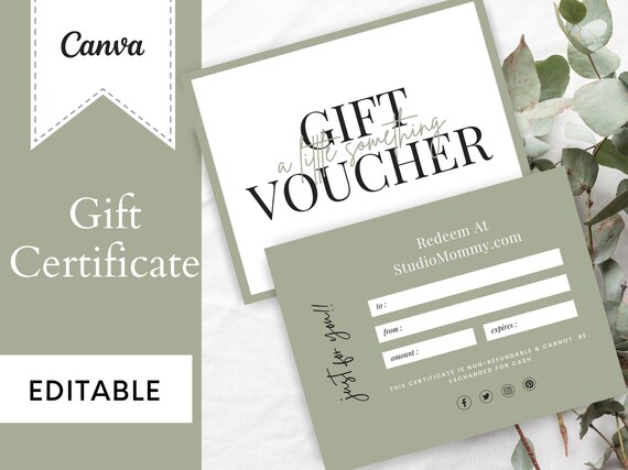 Gift Certificate Template Printable and Editable Gift for - Etsy