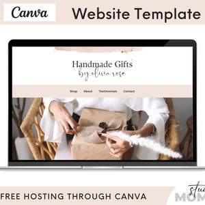 Pink Canva Website Template - Landing Page Template Canva - Website Layouts Design - Watercolor Website Template Canva - Studio Mommy A15