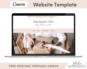 Pink Canva Website Template - Landing Page Template Canva - Website Layouts Design - Watercolor Website Template Canva - Studio Mommy A15