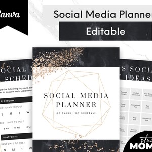 Social Media Marketing Planner - Editable Social Media Planner Template - Custom Canva Social Media Planner - Studio Mommy A12