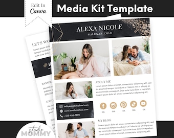 Plantilla de kit de medios: kit de medios de influencers, kit de medios de creador de contenido, kit de medios Canva, kit de medios de TikTok, kit de medios de Instagram - A12