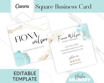 Modèle de carte de visite bleu sarcelle : design sur toile modifiable - A18