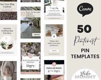 Neutral Pinterest Pin Templates, Pinterest Templates Canva, Pinterest Templates Minimal Pins, Pinterest Editable Canva Templates - A08