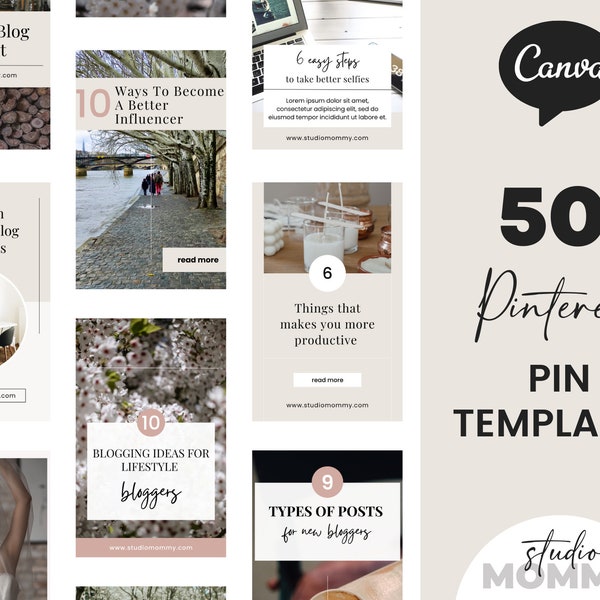 Modèles neutres d'épingles Pinterest, modèles Pinterest Canva, modèles Pinterest épingles minimales, modèles Pinterest modifiables canva - A08