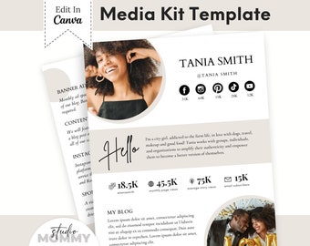 Plantilla de kit de medios Canva, kit de medios de influencers, kit de medios de creador de contenido, kit de medios Canva, kit de medios de TikTok, kit de medios de Blogger - A08