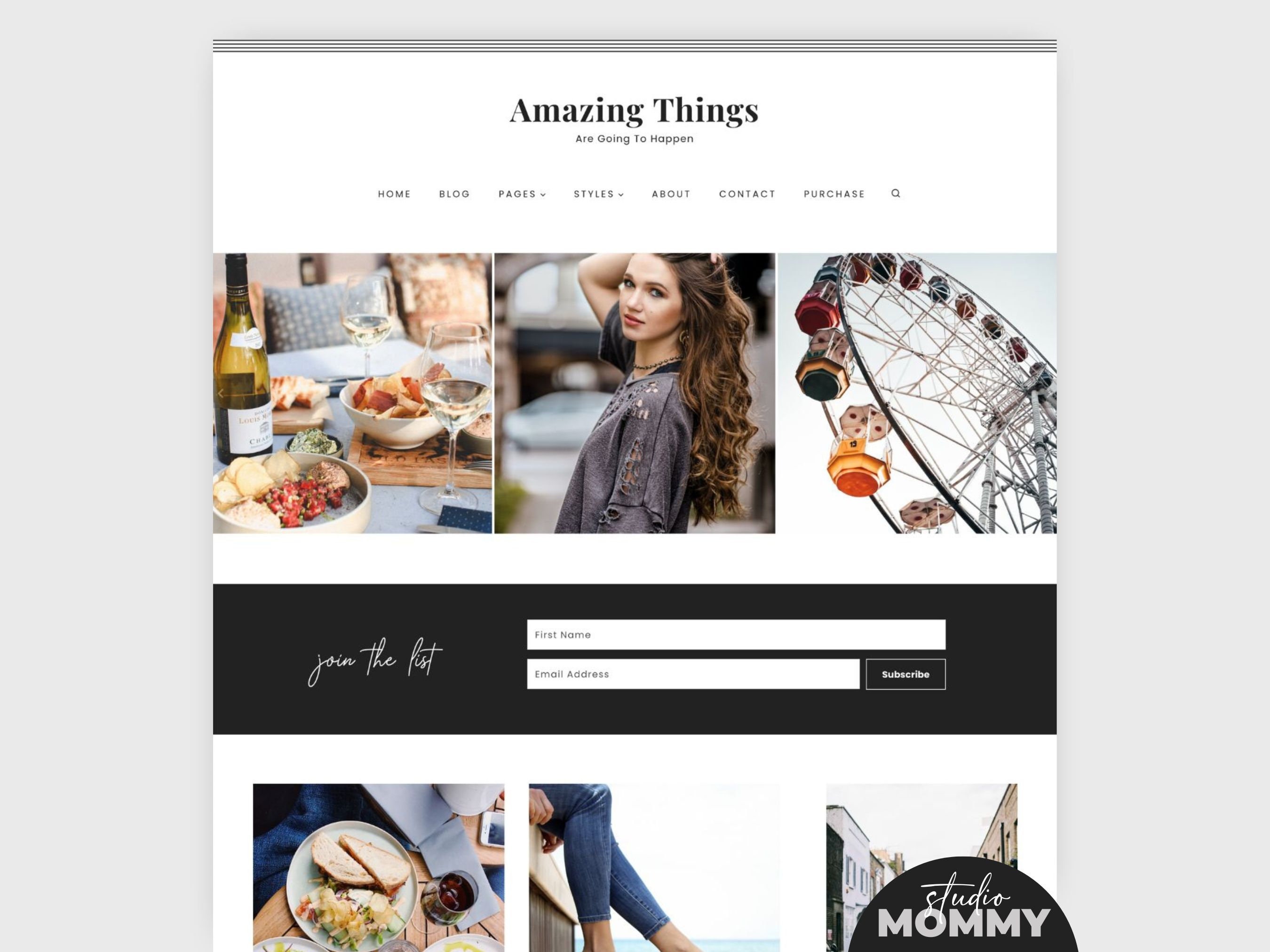 Black and White WordPress Theme - Minimal WordPress Theme, Blog Theme for WordPress, Premade Templates, Kadence Theme - Studio Mommy A09