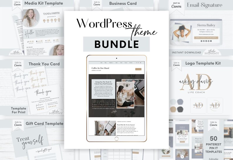 WordPress Theme - Coaching WordPress Template: Kadence Design + Canva Branding - Coffee In One Hand by Studio Mommy A11 image 1