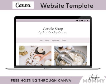 Candle Canva Website Template - Landing Page Template Canva - Website Layouts Design - Purple Website Template Canva - Studio Mommy A17