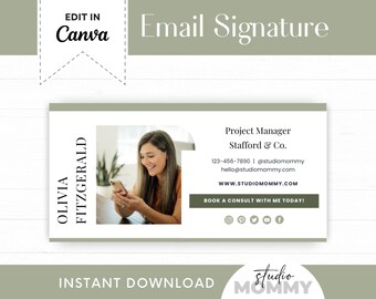Modèle de signature d'e-mail Canva - Image de marque professionnelle par e-mail (téléchargement numérique) - A14 Studio Mommy