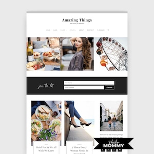 WordPress Theme - Black and White Feminine Blog Design: Kadence WordPress Template - Amazing Things by Studio Mommy A09