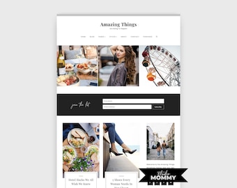 WordPress Theme - Black and White Feminine Blog Design: Kadence WordPress Template - Amazing Things by Studio Mommy A09