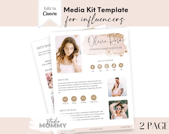Kit média rose, modèle Canva, influenceur et créateur de contenu (téléchargement numérique) - A15 Studio Mommy