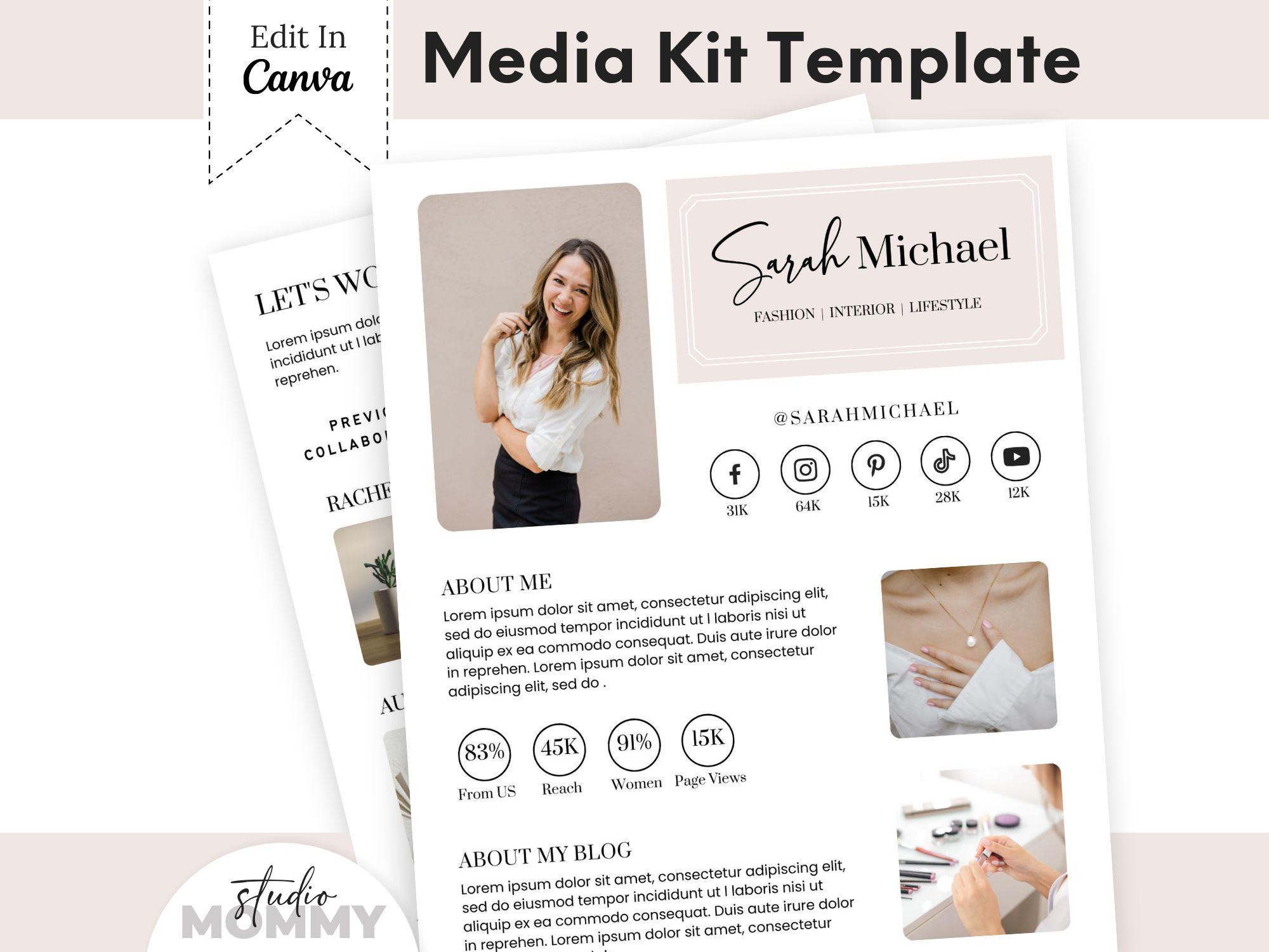Kit de medios para creadores de contenido: plantilla de kit de medios, kit de medios para influencers, plantilla de Canva para kit de medios, kit de medios para podcasts, kit de medios para TikTok (A10)
