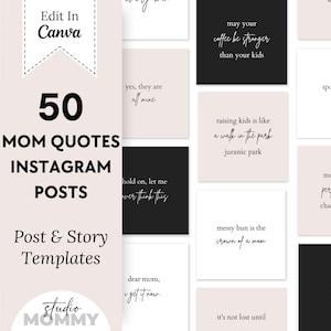 Citações de modelo rosa do Instagram - Citações da mãe - Citações da mamãe Instagram - Citações do Facebook - Modelos de postagem do Instagram - Studio Mommy A10