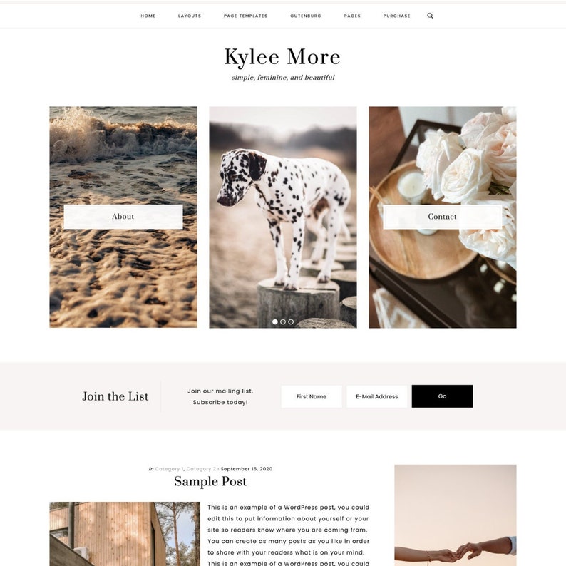 WordPress Theme - Minimal WordPress Theme, Blog Theme WordPress, Premade Templates, Website Theme, Pretty Template - Studio Mommy A10 