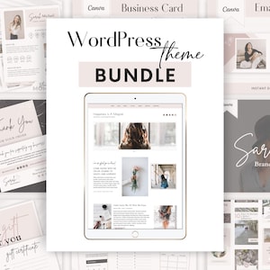 WordPress-thema - Minimalistisch WordPress-blogthema: roze websitesjabloon + canvassjablonen - Geluk is een magneet van Studio Mommy A22