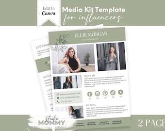 Modèle de kit média pour influenceurs, éditable sur toile (téléchargement numérique) - A14 Studio Mommy