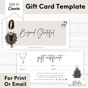 Modello buono regalo di Natale stampabile e modificabile - Buono regalo per donne - Modello buono regalo stampabile - Buono regalo Etsy - A21