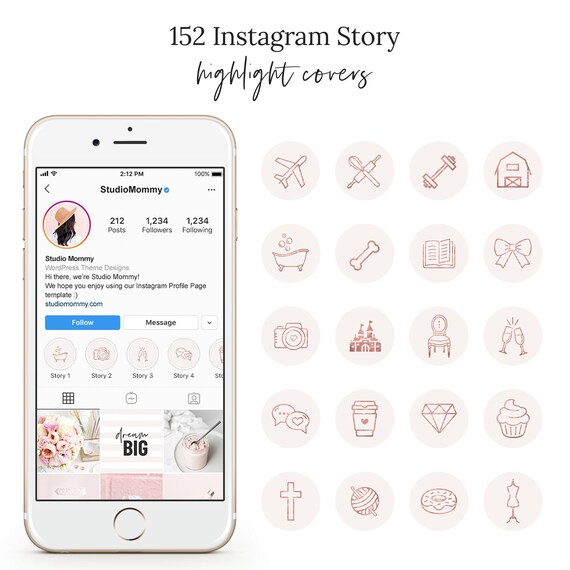 Instagram Story Highlight Icons Blush Pink Rose Gold | Etsy