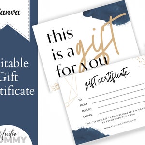 Gift Card Template Printable and Editable - Gift Certificate for Women - Gift Voucher Template Printable - Gift Voucher Etsy - A13